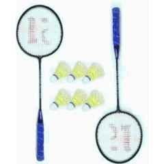 STYRKR Multicolour Single Shaft Badminton 2 Pcs Badminton with 6 Pcs Nylon Shuttle Badminton Kit