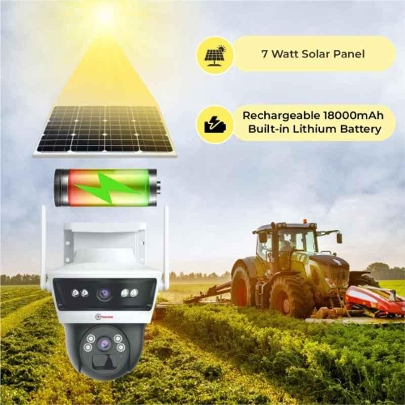 Trueview T18200 3+3MP 4G Mini PT Outdoor Solar Power Linkage Sim Camera with Water Proof & 2 Way Talk Advanced CCTV Surveillance Solution,