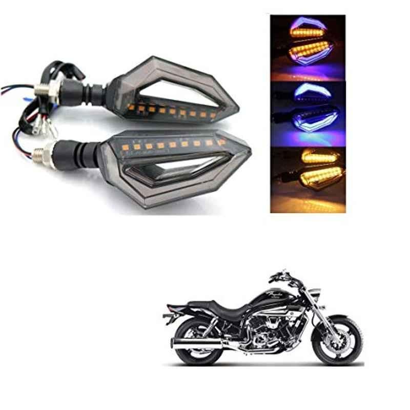 Kozdiko 4 Pcs Bike D Shaped 9 LED Front & Rear Side Turn Signal Indicator Light Set for Hyosung GV650Aquilaa