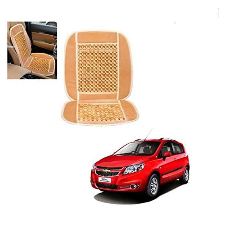 Kozdiko Wooden Bead Seat with Beige Velvet Border for Chevrolet Sail Hatchback