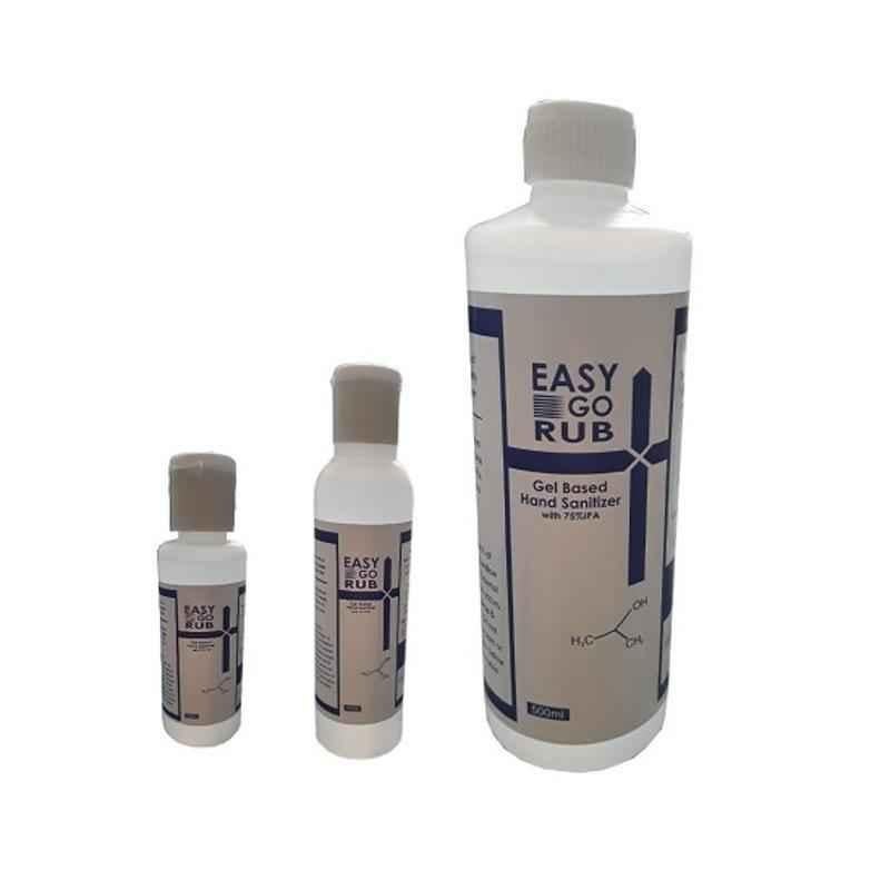 Easy Go Rub 75% Isopropyl Alcohol 50ml, 100ml & 500ml Gel Based Hand Sanitizer Combo