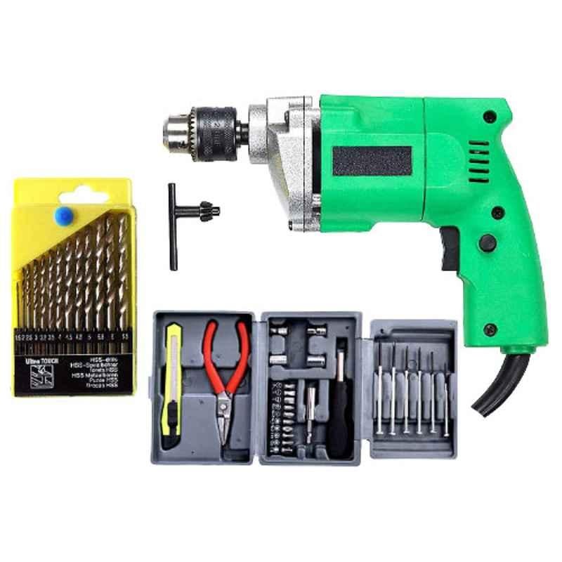ATHRZ 13 Pcs 10mm Drill Machine With Drill Bit Set & Hobby Tool Kit , DRL13BTHOB
