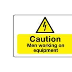 SUNSIGNS 300x100mm Vinyl & Sun Board Caution Men Working on Equipment Signage, SN0179VNLM1HPIAAG