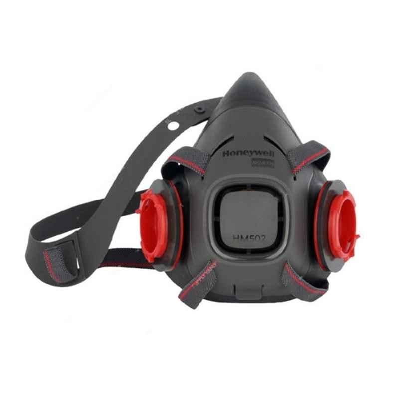 Honeywell North Series HM502TM Elastomer Black Threaded Fixed Drop Down Half Mask Respirator, Size: M