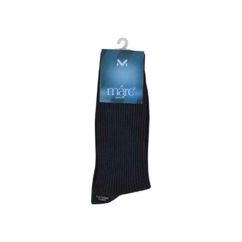 Marc Celio Black Blended Cotton Double Cylinder Rib Socks, 1028-01B