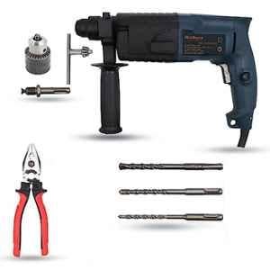 Walkers 750W Forward & Reverse Rotation Hammer Impact Drill Machine with 3 Bits, Drill Chuck, SDS Adapter & 8 inch Plier, WKCB337