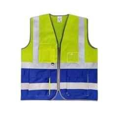 Evion ES-032-YL/RB-L Polyester Yellow & Royal Blue Reflective Safety Jacket, Size: L (Pack of 10)
