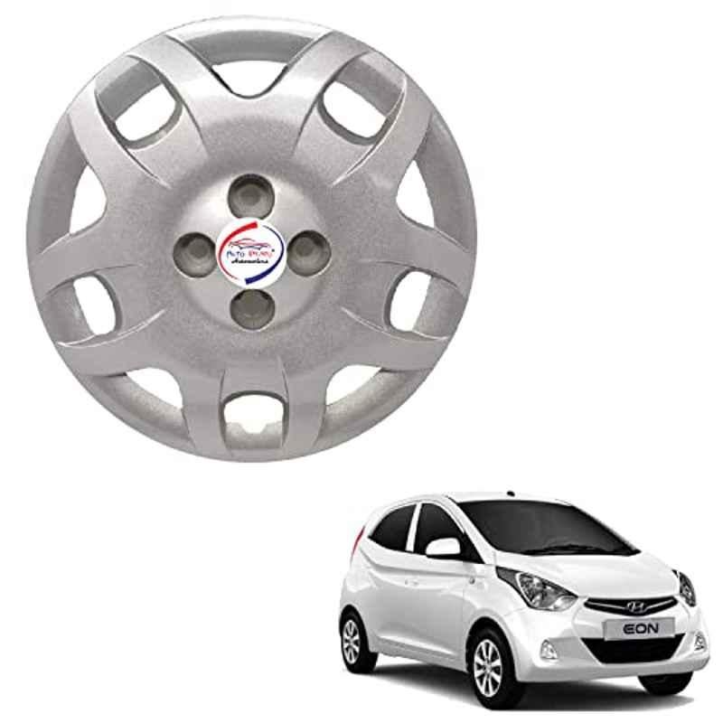 Auto Pearl 4 Pcs 13 inch ABS Punto Silver PN 06 Hubcap Wheel Cover Set with Retention Ring for Hyundai Eon ERA