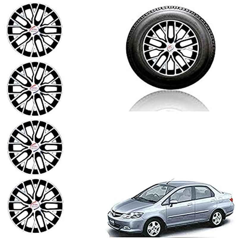 Auto Pearl 4 Pcs 14 inch ABS Silver & Black Car Wheel Cover Set for Honda CityZX