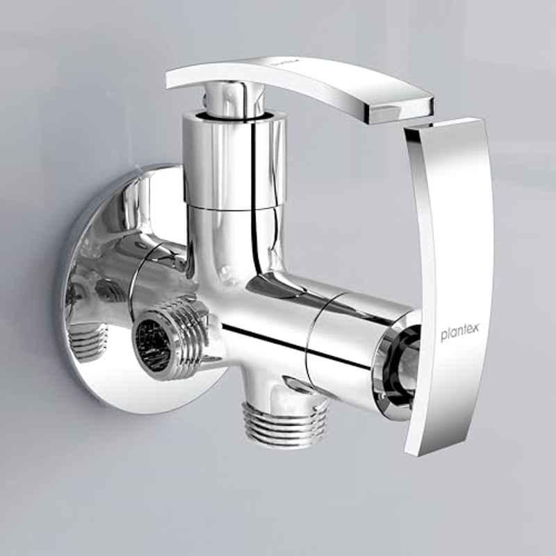 Plantex Brass 2 Way Chrome Angle Valve Tap/Angle Cocke for Bathroom with Teflon Tap, ZUR-1506