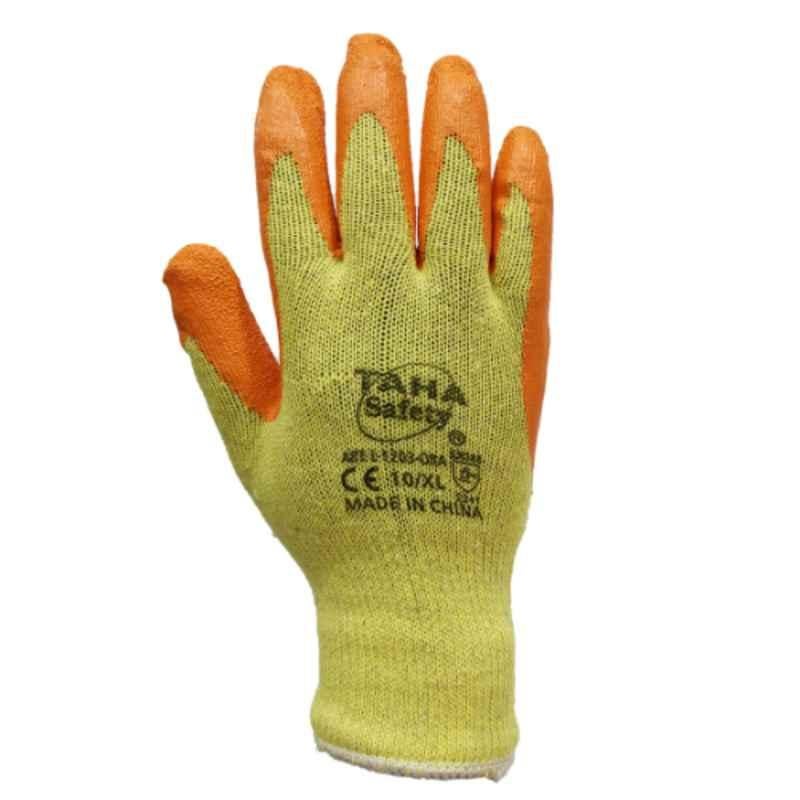 Taha Safety Cotton & Latex Orange Gloves, L1203, Size:XL