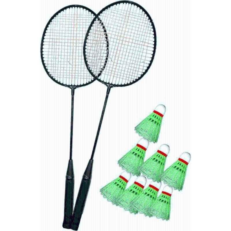 STYRKR Iron Black Badminton Racquet kit Set with Shuttlecocks @8 Badminton Kit