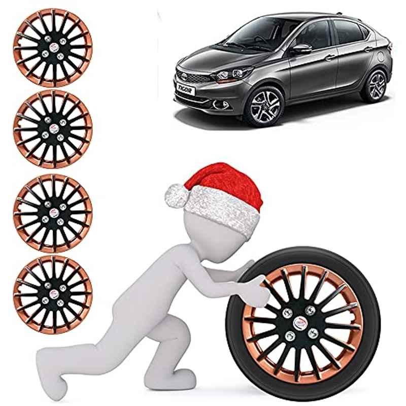 Auto Pearl 4 Pcs 13 inch ABS Camry Copper & Black Car Wheel Cover Set for TATA Tiago XB, XE & XM