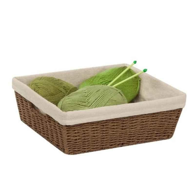 Honey-Can-Do STO-03564  Parchment Cord Brown Basket with Handles & Liner, 13x15x5 inch