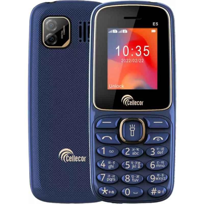 Cellecor E5 32GB/32GB 1.8 inch Blue Dual Sim Feature Phone with Torch Light & FM