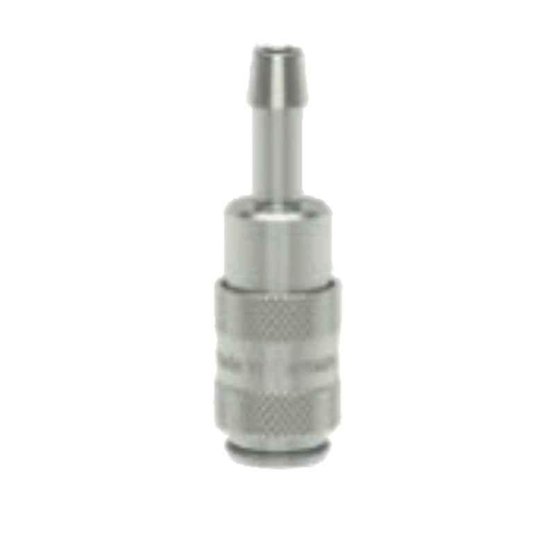 Ludcke 4mm Plated ESMCN 4 T Single Shut Off Micro Quick Connect Coupling with Hose Barb, Length: 35 mm