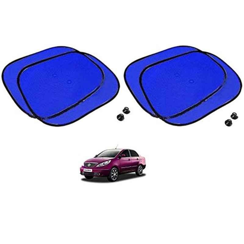 Kozdiko 4 Pcs Blue Chipkoo Car Window Sunshade Curtain Set for Tata Manza, koz_83049