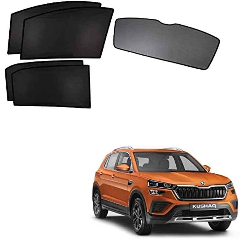 Kozdiko 5 Pcs Mesh Black Fixed Window & Rear Sun Shade Set for Skoda Kushaq