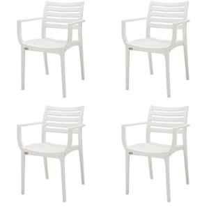 Supreme Empire Milky White Chairs With Rattan Finish (Pack Of 4)