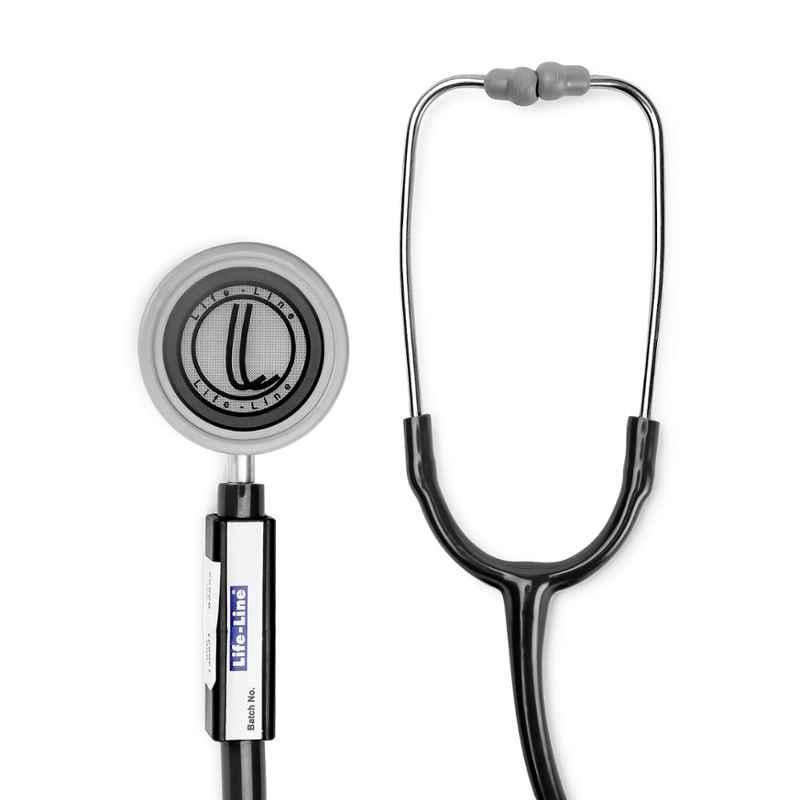 Lifeline Alpha Aluminium Black Single Diaphragm Chest Piece Stethoscope with Y Tube, STH013-BL