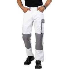 Atacama Colorado Poly Cotton Blend Twill White & Grey Industrial Work Trouser with Reflective Strip, AWT003WG, Size: 36
