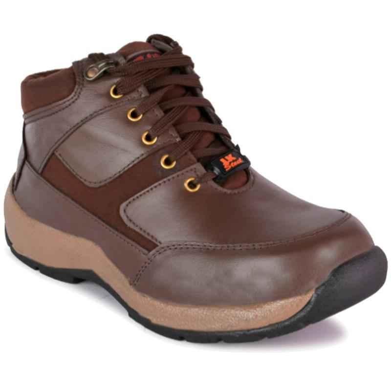 JK Steel JKPSF144BRN Leather Steel Toe Brown Work Safety Shoes, Size: 6