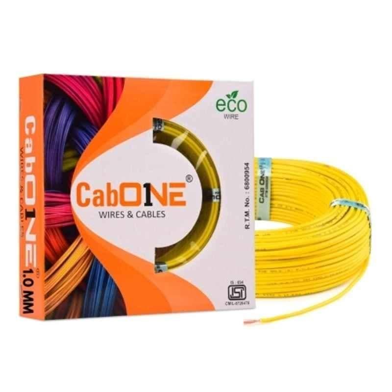 CabONE 1Sqmm Yellow FR PVC Multistrand CCA Electrical Wire, CabONE010, Length: 90 m