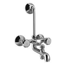 RN Ciaz 1/2 inch Brass Ingot Nickel & Chrome Plated Telephonic 3 in 1 Wall Mixer with L Bend