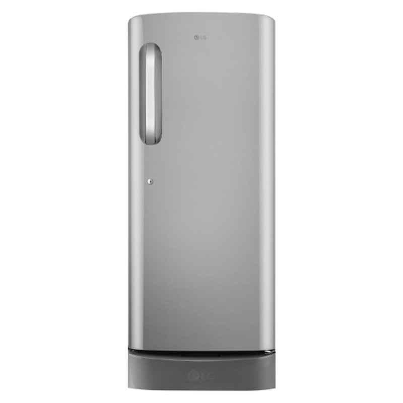 LG 224 Litre 5 Star Shiny Steel Direct Cooling Single Door Refrigerator with Base Stand & Drawer, GLD2356ZAPZ
