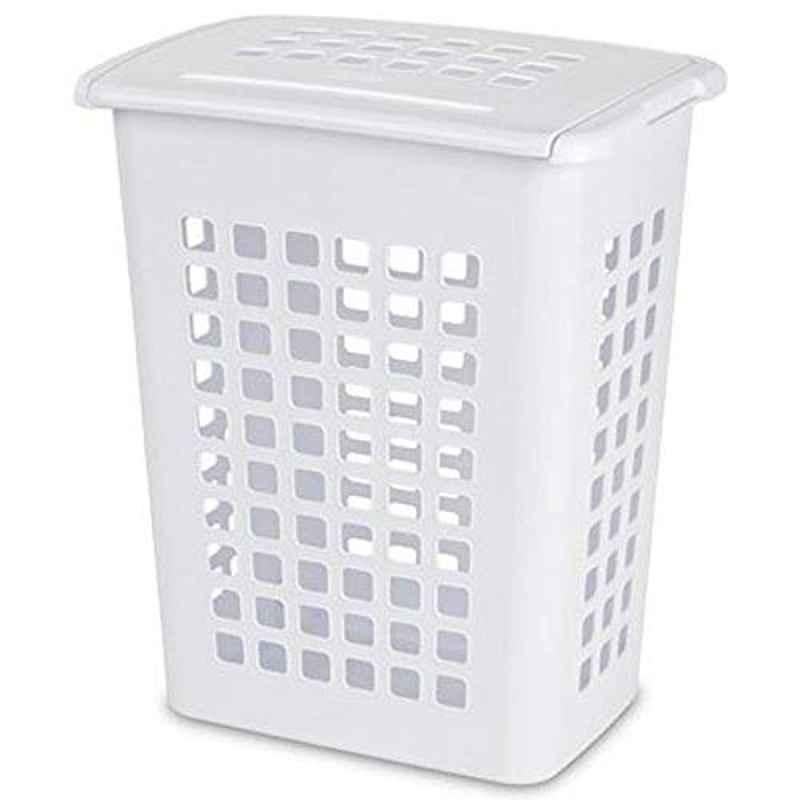 Sterilite Polypropylene White Rectangular Lift Top Laundry Hamper, 12238004 (Pack of 4)