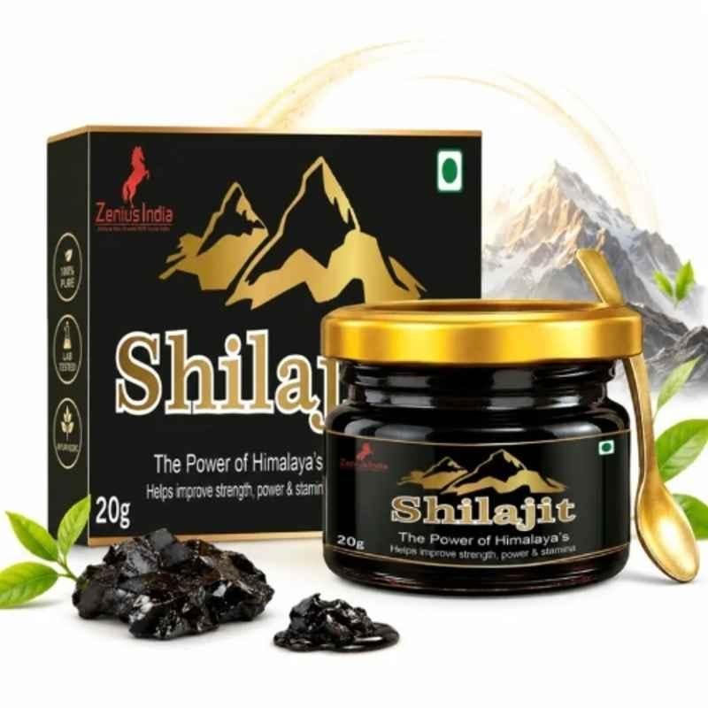 Zenius India 20g Shuddh Shilajit Resin with Humin Acid, Trace Minerals & Dibasic Acid for Supports Overall Wellness, Helps Boost Energy & Vitality