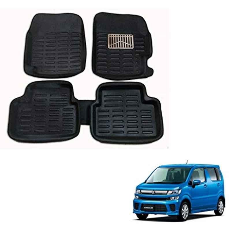 Kozdiko 3D Black Car Foot Mat Set for Maruti Suzuki Wagonr 2019-Present, koz_88270