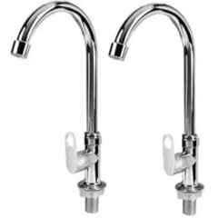 Senkiddpro Stainless Steel Chrome Finish Wall Mounted 360 Degree Moving Swan Neck Tap (Pack of 2)