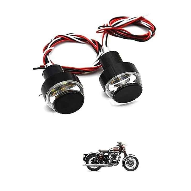 Kozdiko 2 Pcs Dual Colour Motorcycle LED Indicator Turn Signal Handle Bar Light Set for Royal Enfield Classic Chrome