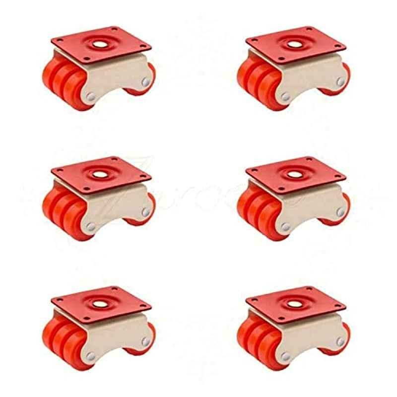 Implemental 6 Pcs 2 inch Nylon Orange PU Castor Wheel Set for Furniture-picture-22