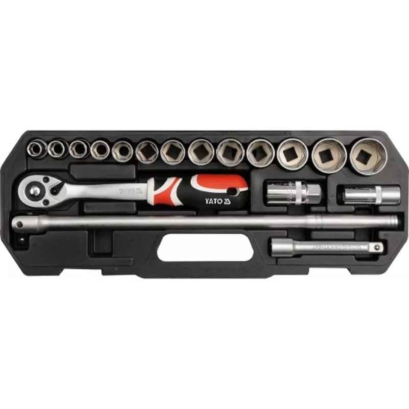 Yato 18 Pcs 1/2 inch Hexagonal Deep Socket Set, YT-3870