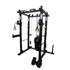 GYM24 Equipment Jumbo 80kg Capacity Metal Black Trainer Machine with Power Rack