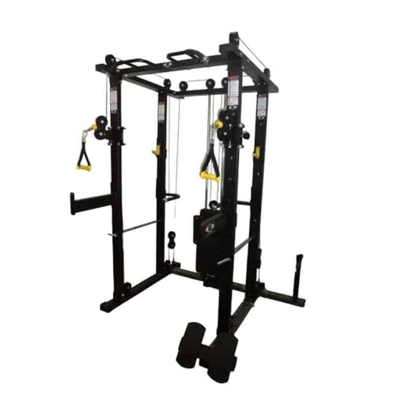 GYM24 Equipment Jumbo 80kg Capacity Metal Black Trainer Machine with Power Rack