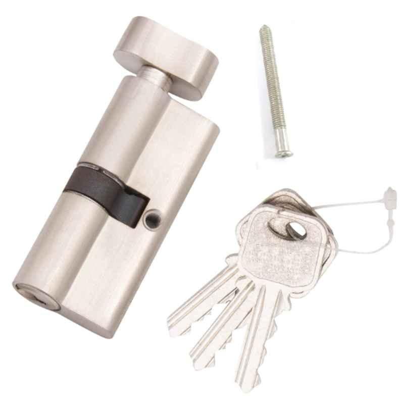 Ztxon 60BPSN Brass Silver Mortise Cylinder Locks with 3 Normal Keys