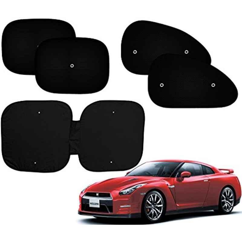 Auto Pearl 5 Pcs PVC & Mesh Black Window & Front Sun Shade Set for Nissan GTR