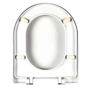 Elegant Casa A-3 43x36cm Polypropylene Sleek Design Soft-Closing D-Shape White Commode Seat Cover