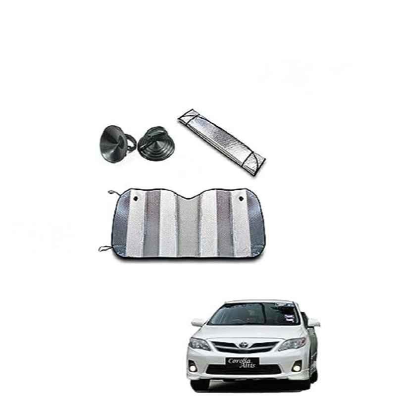 Kozdiko Aluminium Foil UV Protection Silver Windshield Sun Shade for Toyota Corolla Old Altis