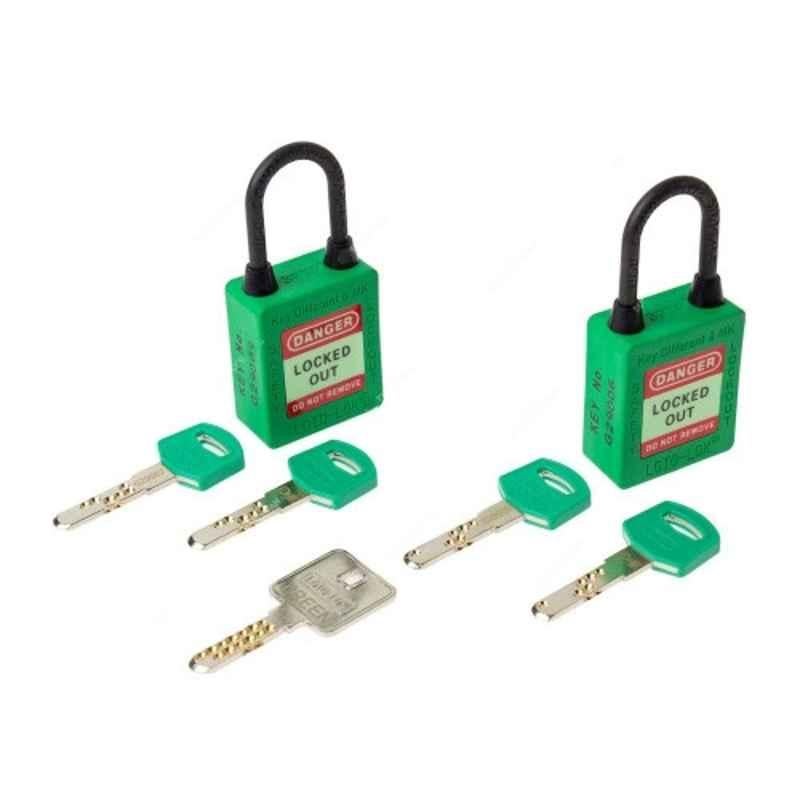 Loto-Lok 40x5mm Nylon Green Three Point Traceability Padlock, 3PTPGKDMKN40