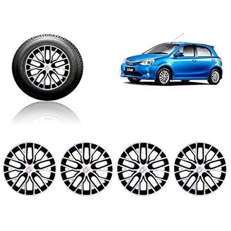 Auto Pearl 4 Pcs 14 inch ABS Silver &a; Black Press Type Fitting Car Wheel Cover Set for Toyota Etios Liva-picture-31