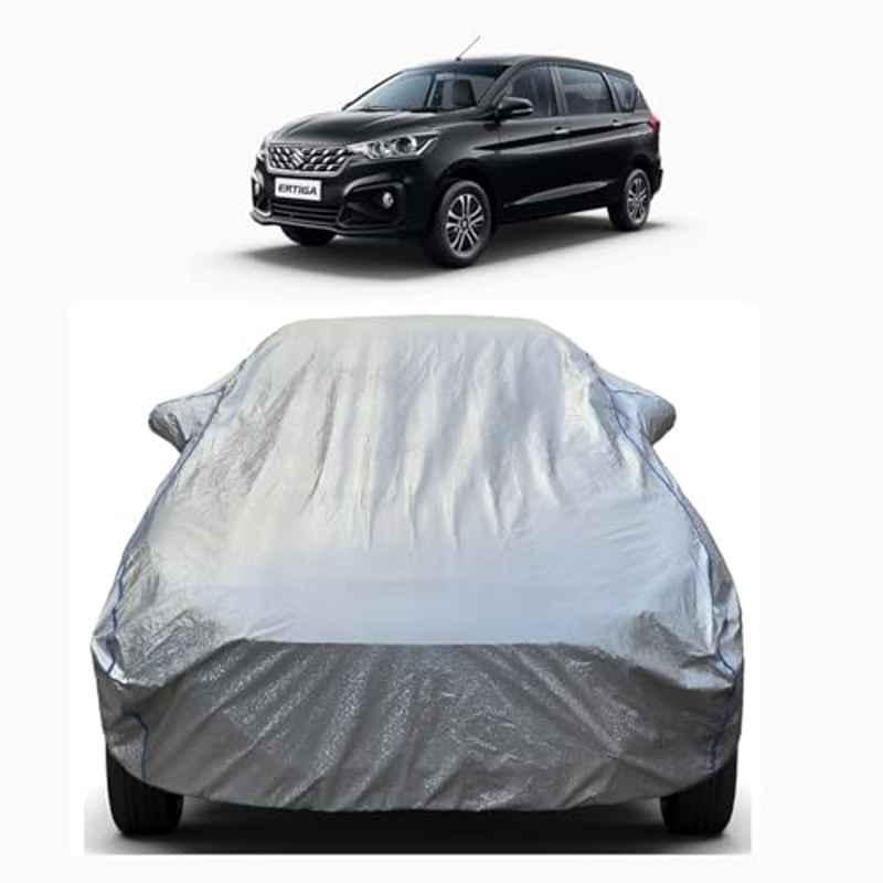 Aarex Auto Polyester Silver 100% Waterproof Car Body Cover with Mirror Pocket & Triple Stitched for Maruti Suzuki Ertiga, ERT-Silver