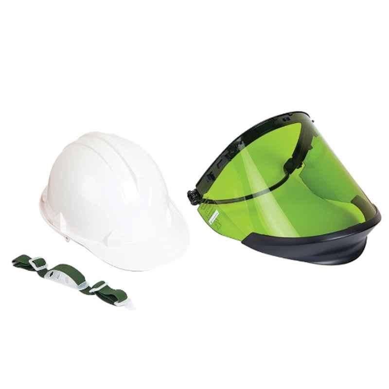 Blue Eagle VISORF14+U+HR36WH Face Shield & Safety Helmet with Chin Strap & VB-60 Dielectric Bracket Set