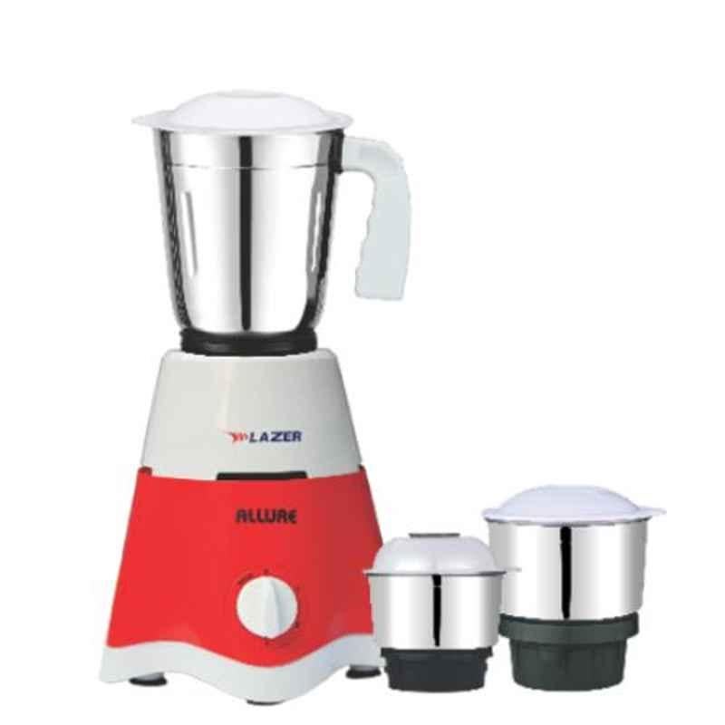 Lazer Allure 500W White & Red Mixer Grinder with 3 Jars