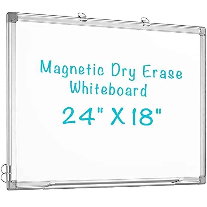Maxtek 24x18 inch Silver Aluminium Frame Magnetic Dry Erase Whiteboard with Pen Tray