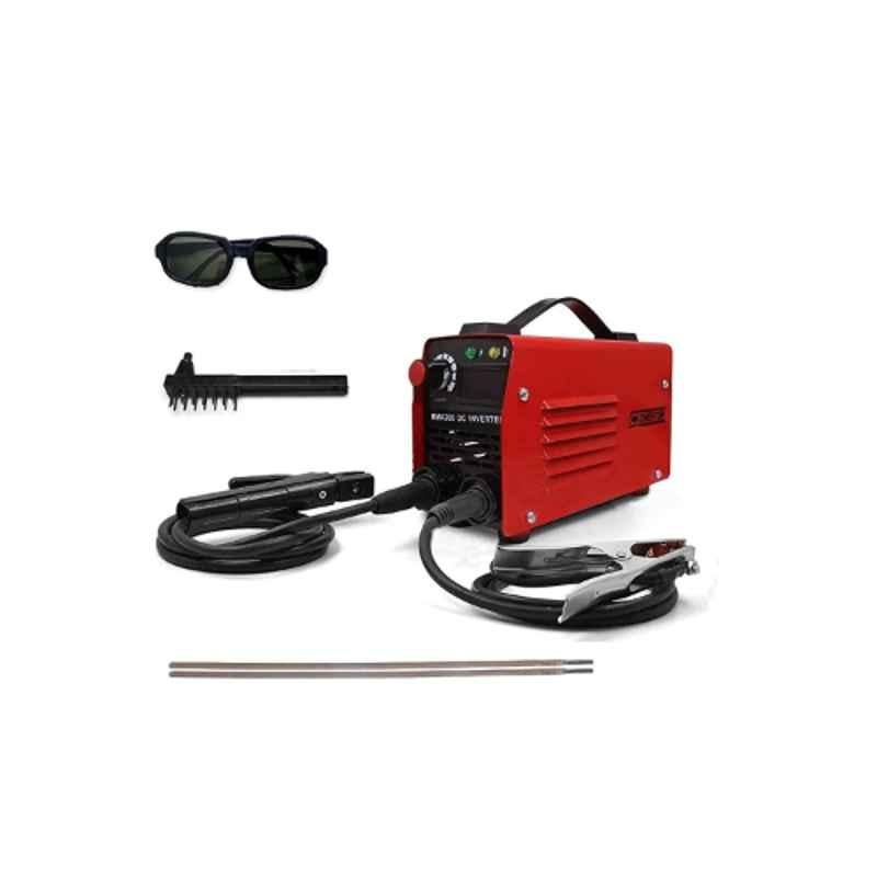 Cheston CH-WM-200A Red & Black IGBT Inverter ARC Welding Machine with All Accessories, Welding Goggles & 2 Pcs Welding Rods
