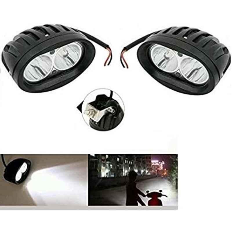AOW (2 LED) 20W Oval Projector Fog Light Auxiliary Spot LED Light Off-Road Driving Lights LED Fog Lights for TVS Flame DS 125(Pack of 2)